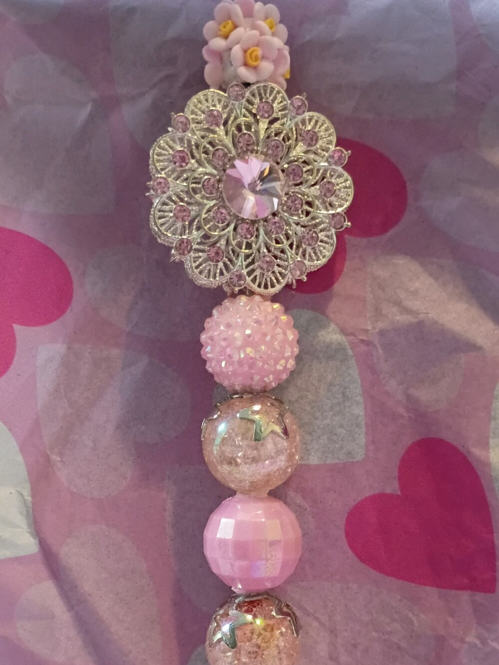 Pink Decorative Bead Pen for Home Office